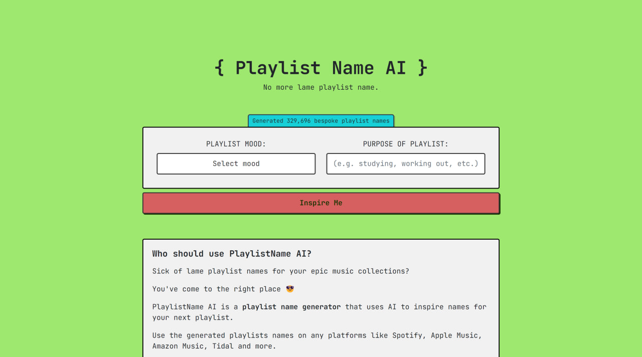 PlaylistName AI - aiworldlist.com