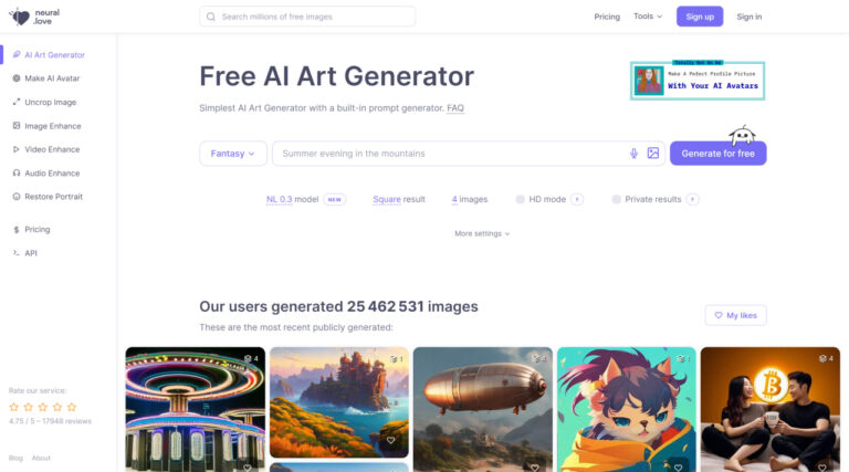 Read more about the article Neural.love Art Generator